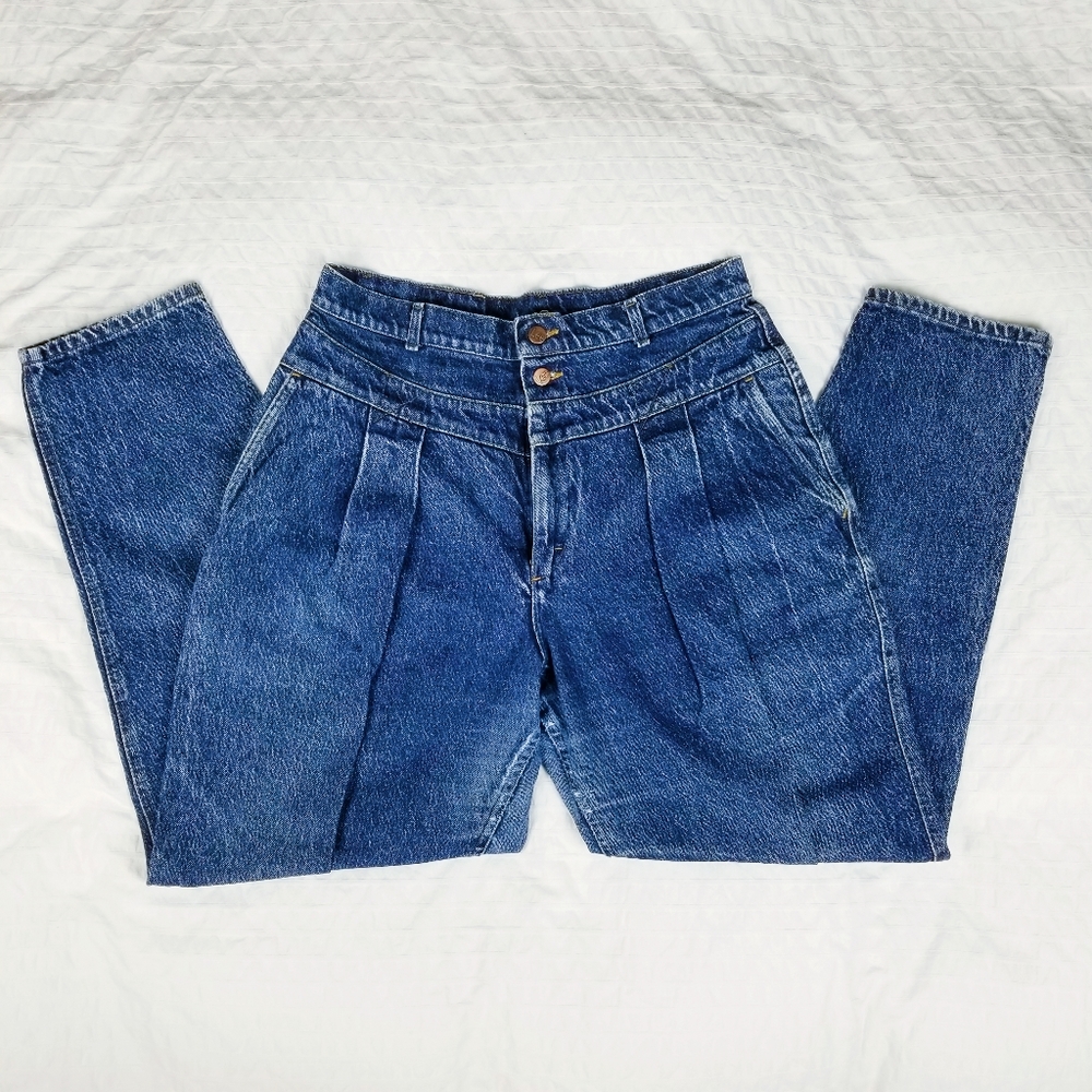 80s Vintage High Waisted Pleated Lee Jeans Size 18
